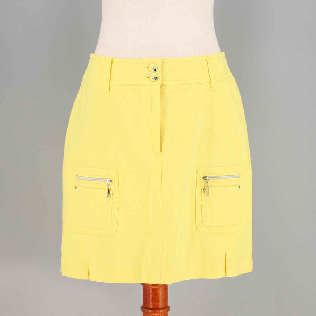 Jamie Sadock Golf Mini Skirt In Bright Yellow Front Zippers Activewear Size 4
